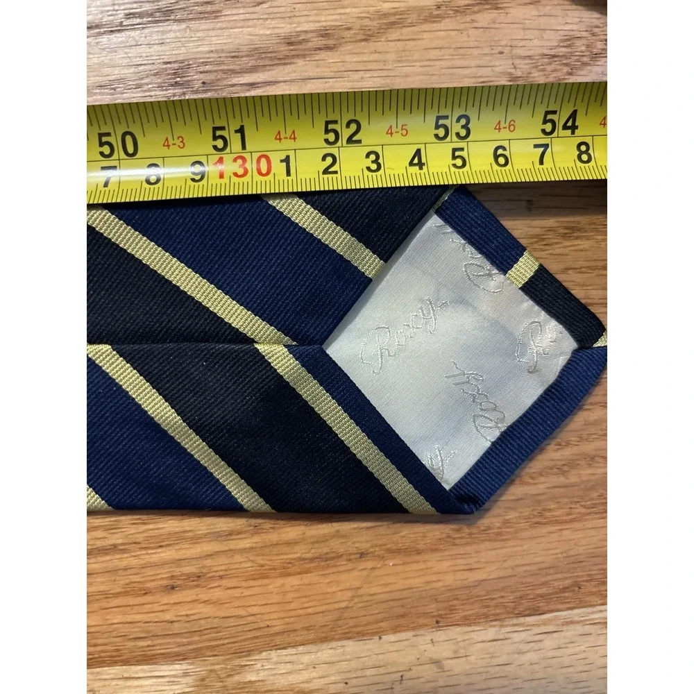 Roxy Necktie Mens OS Navy Gold Striped Excellent Silk Italy Formal Business